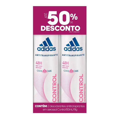 Desodorante Aerosol Adidas Feminino Control 91g 2 Unidades Desodorante Aerosol Adidas Feminino Control 91g 2 Unidades
