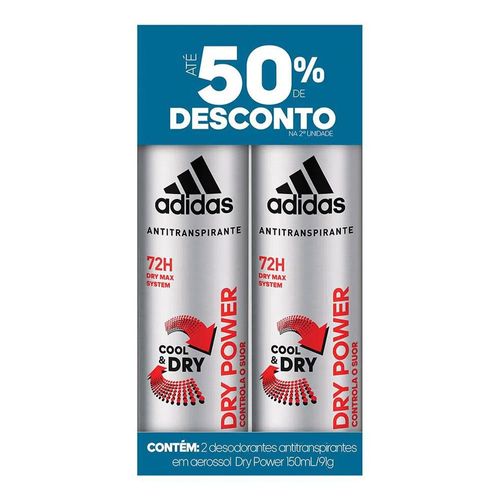 Desodorante Aerosol Adidas Masculino Dry Power 91g 2 Unidades Desodorante Aerosol Adidas Masculino Dry Power 91g 2 Unidades