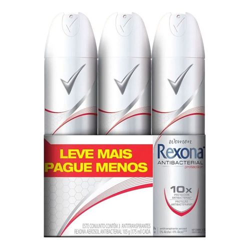 Desodorante Aerosol Rexona Antibacteriano 3 Unidades Desodorante Aerosol Rexona Antibacteriano 3 Unidades