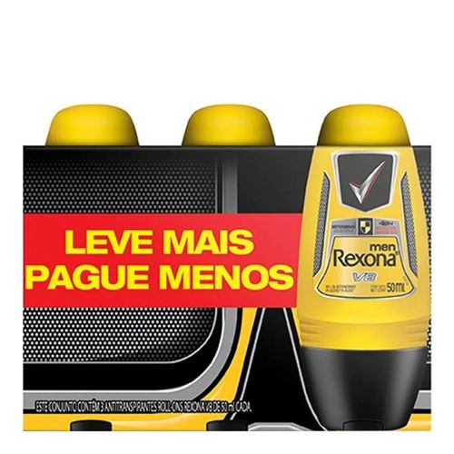 Desodorante Rexona Roll On V8 50ml 3 Unidades