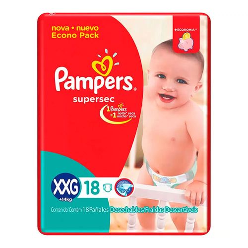 Fralda Descartável Pampers Supersec Pacotão XXG 18 Unidades Fralda Descartável Pampers Supersec Pacotão XXG 18 Unidades