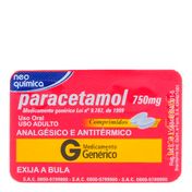 Paracetamol 750mg 4 comprimidos genérico