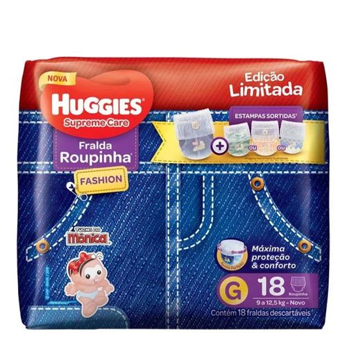 Fralda Huggies Roupinha Fashion Supreme Care G 18 Unidades Fralda Huggies Roupinha Fashion Supreme Care G 18 Unidades