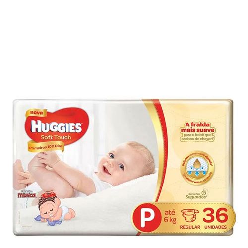 Fralda Huggies Soft Touch Primeiros 100 Dias P 36 Unidades Fralda Huggies Soft Touch Primeiros 100 Dias P 36 Unidades