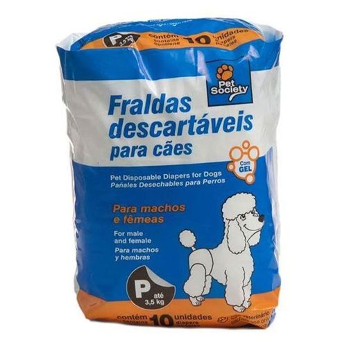 Fralda Descartável Pet Society Pequena para Machos e Fêmeas - 10 Unidades Fralda Descartável Pet Society Pequena para Machos e Fêmeas - 10 Unidades