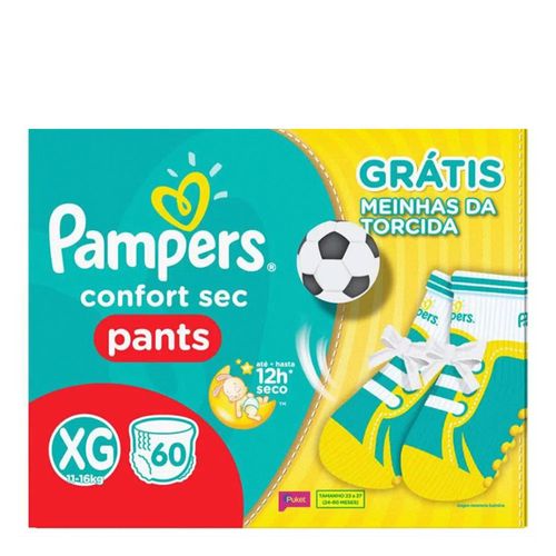 Fralda Pampers Confort Sec Pants XG 60 Unidades + Meinha Puket Fralda Pampers Confort Sec Pants XG 60 Unidades + Meinha Puket