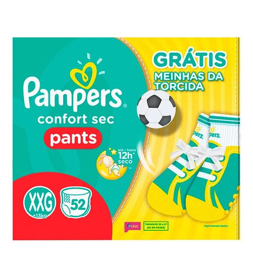 Fralda Pampers Confort Sec Pants XXG 52 Unidades + Meinha Puket