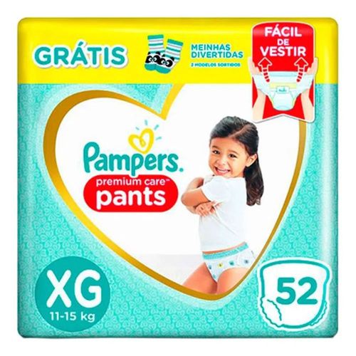 Fralda Pampers Pants Premium Care XG 52 unidades + 1 Par de Meias Infantis Fralda Pampers Pants Premium Care XG 52 unidades + 1 Par de Meias Infantis