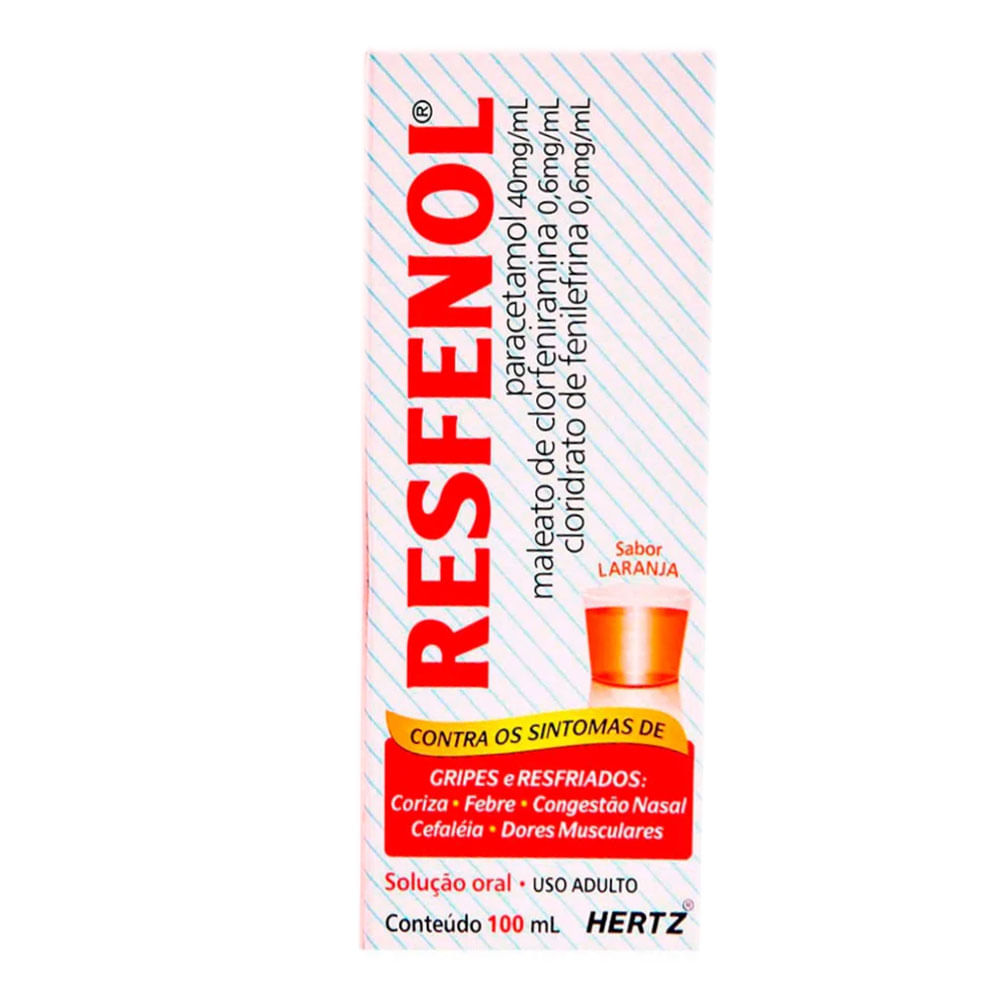 Antigripal, Analgésico, Antitérmico e Descongestionante Resfenol 40mg/ml + 0,6mg/ml + 0,6mg/ml 100ml