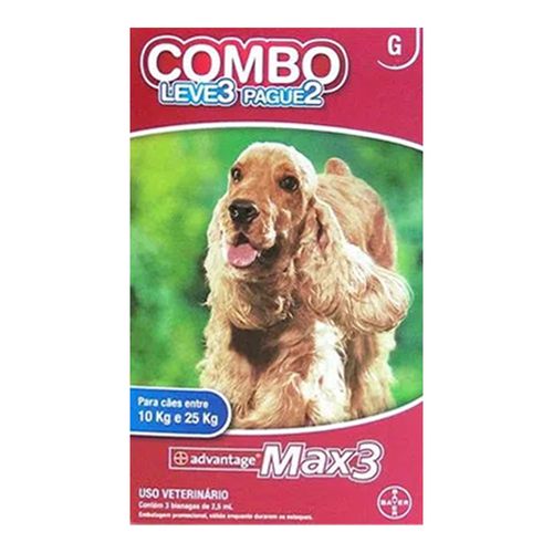 ADVANTAGE MAX 3 COMBO - para Cães de 10g até 25kg - Leve 3 Pague 2 ADVANTAGE MAX 3 COMBO - para Cães de 10g até 25kg - Leve 3 Pague 2