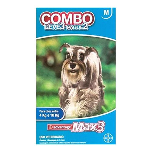 ADVANTAGE MAX 3 COMBO - Para Cães de 4 até 10kg - Leve 3 Pague 2 ADVANTAGE MAX 3 COMBO - Para Cães de 4 até 10kg - Leve 3 Pague 2
