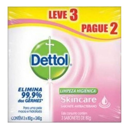 Sabonete Dettol Skincare 80g 3 Unidades Sabonete Dettol Skincare 80g 3 Unidades