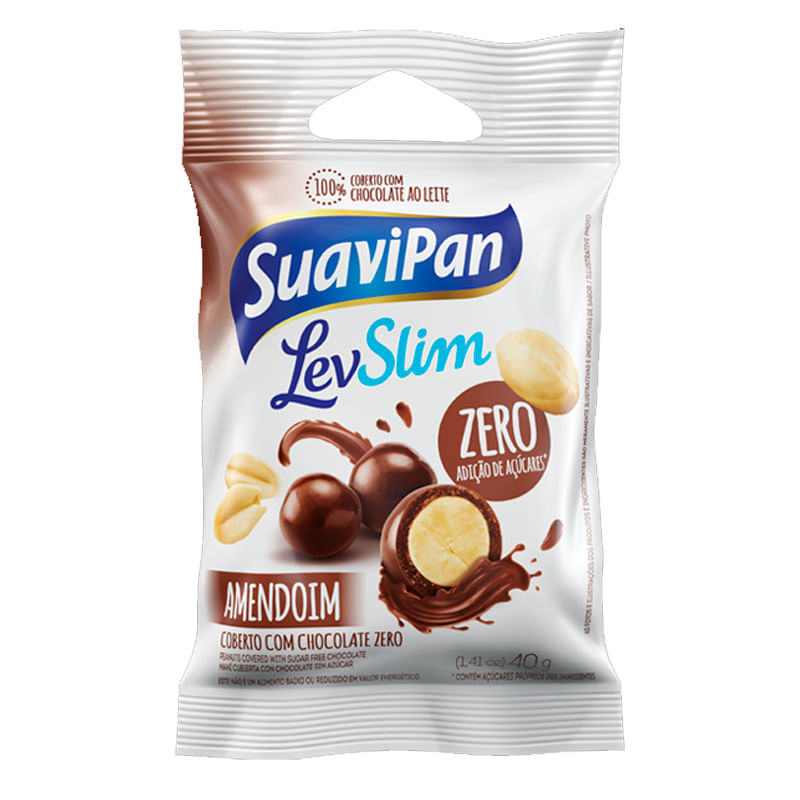Amendoim Drageado Coberto Com Chocolate Suavipan Zero 40g