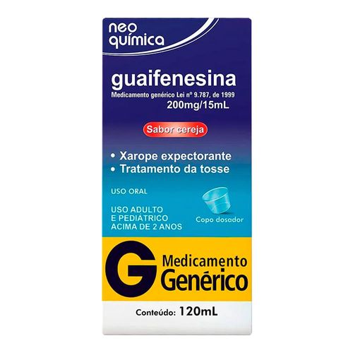 Guaifenesina 13,3mg/mL Genérico Xarope Sabor Cereja Neo Química 120ml Guaifenesina 13,3mg/mL Genérico Xarope Sabor Cereja Neo Química 120ml