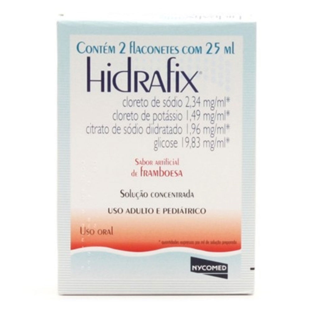 Reidratante Hidrafix 14,91mg/ml + 23,40mg/ml + 19,61mg/ml + 198,28mg/ml 2 Flaconetes Framboesa
