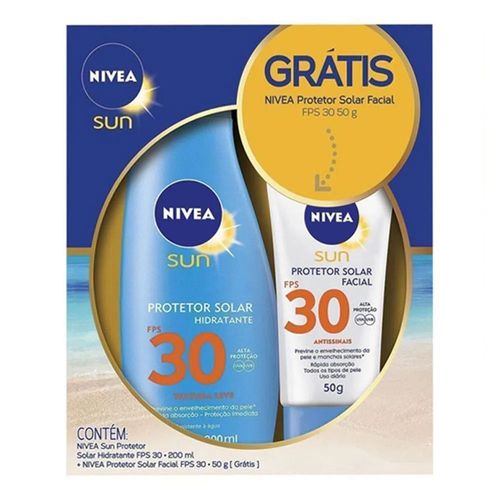 Protetor Solar Nivea Sun Fps 30 200ml Grátis Facial Fps 30 50g Protetor Solar Nivea Sun Fps 30 200ml Grátis Facial Fps 30 50g