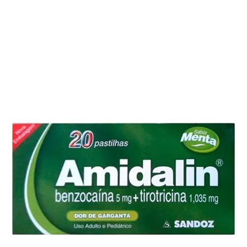 Amidalin Sabor Menta Sandoz 20 Pastilhas