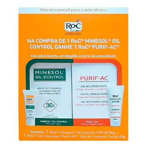 Protetor Solar Roc Minesol Oil Control FPS 30 Grátis Purif-Ac 50g Protetor Solar Roc Minesol Oil Control FPS 30 Grátis Purif-Ac 50g