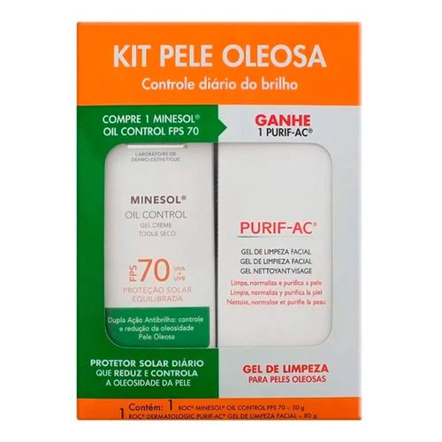 Protetor Solar Roc Minesol Oil Control FPS 70 50g Grátis Purif-Ac Protetor Solar Roc Minesol Oil Control FPS 70 50g Grátis Purif-Ac