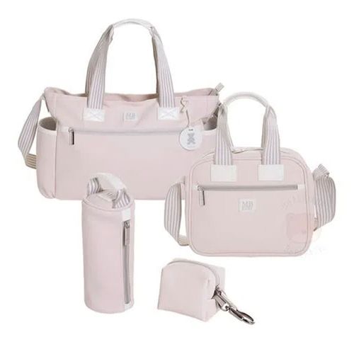Bolsa Sacola + Frasqueira Térmica + Porta Mamadeira + Porta Chupeta Classic Rosa - MB Baby Bolsa Sacola + Frasqueira Térmica + Porta Mamadeira + Porta Chupeta Classic Rosa - MB Baby
