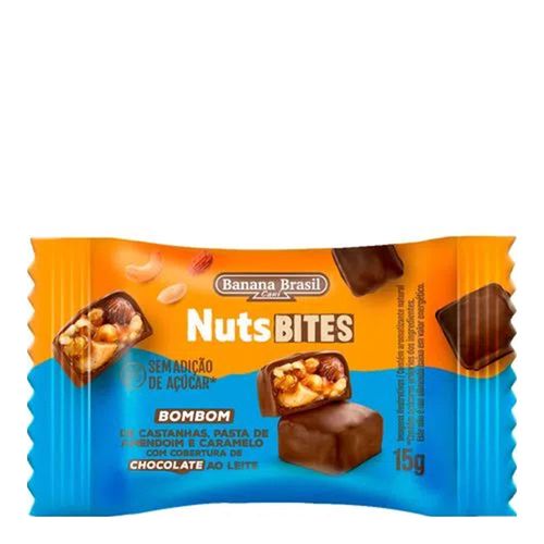 Bombom Banana Brasil NutsBites Castanhas, Caramelo e Chocolate 15g