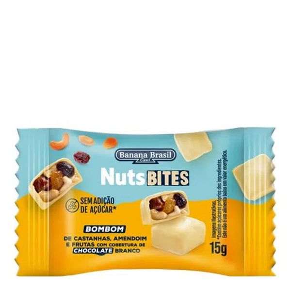 Bombom Banana Brasil NutsBites Frutas e Chocolate Branco 15g