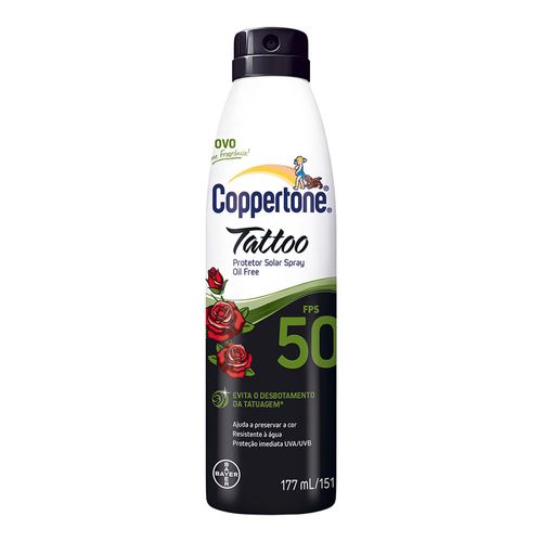 Protetor Solar Coppertone Tattoo Spray FPS 50 177ml Protetor Solar Coppertone Tattoo Spray FPS 50 177ml