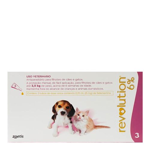 REVOLUTION 6% para Cães e Gatos até 2,5kg - 0,25ml REVOLUTION 6% para Cães e Gatos até 2,5kg - 0,25ml