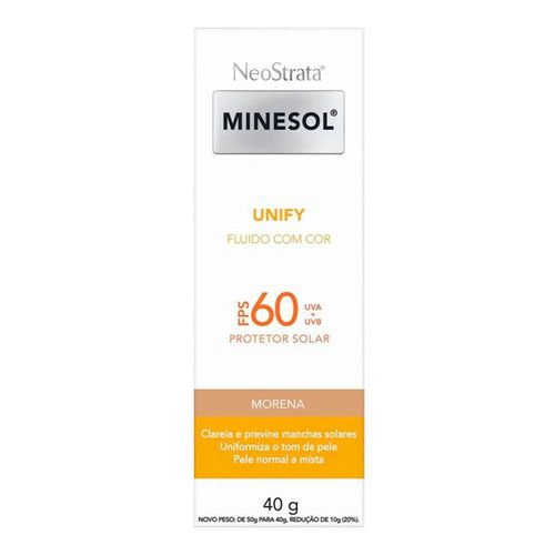 Protetor Solar Facial Neostrata Minesol Unify Fluido com cor Pele Morena FPS60 40g Protetor Solar Facial Neostrata Minesol Unify Fluido com cor Pele Morena FPS60 40g