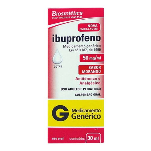 Ibuprofeno Gotas 50mg/ml Genérico Biosintética 30ml Ibuprofeno Gotas 50mg/ml Genérico Biosintética 30ml