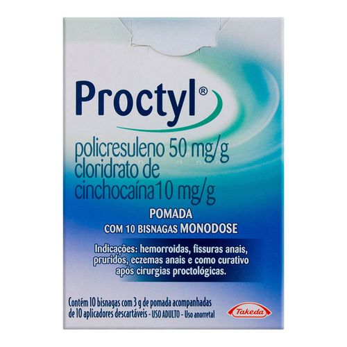 Anti-Hemorroidal Proctyl 50Mg/G + 10Mg/G 3G + 10 Aplicadores