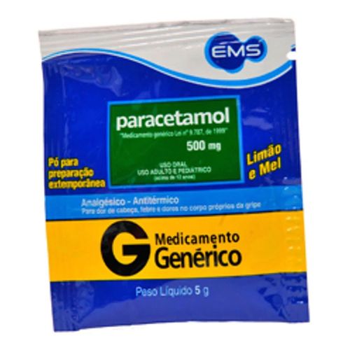 Paracetamol Limão/ Mel 500mg Genérico EMS 5g Paracetamol Limão/ Mel 500mg Genérico EMS 5g