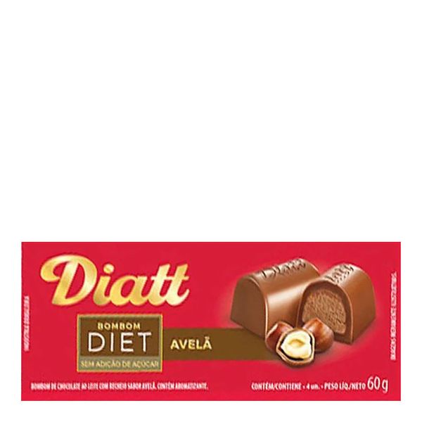 Chocolate Diatt Avelã Diet 15g 4 Unidades