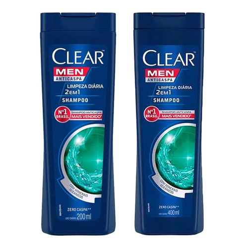 Shampoo Clear Limpeza Diária 2 em 1 400ml + Shampoo Clear Limpeza Diária 2 em 1 200ml Shampoo Clear Limpeza Diária 2 em 1 400ml + Shampoo Clear Limpeza Diária 2 em 1 200ml