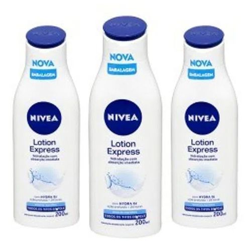 Loção Hidratante Nivea Express Pele Normal 200ml 3 Unidades Loção Hidratante Nivea Express Pele Normal 200ml 3 Unidades