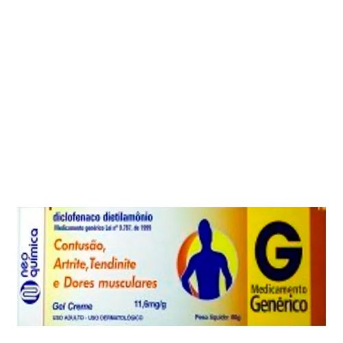 Diclofenaco Dietilamônio 10mg/g Genérico Gel Creme Neo Química 60g Diclofenaco Dietilamônio 10mg/g Genérico Gel Creme Neo Química 60g