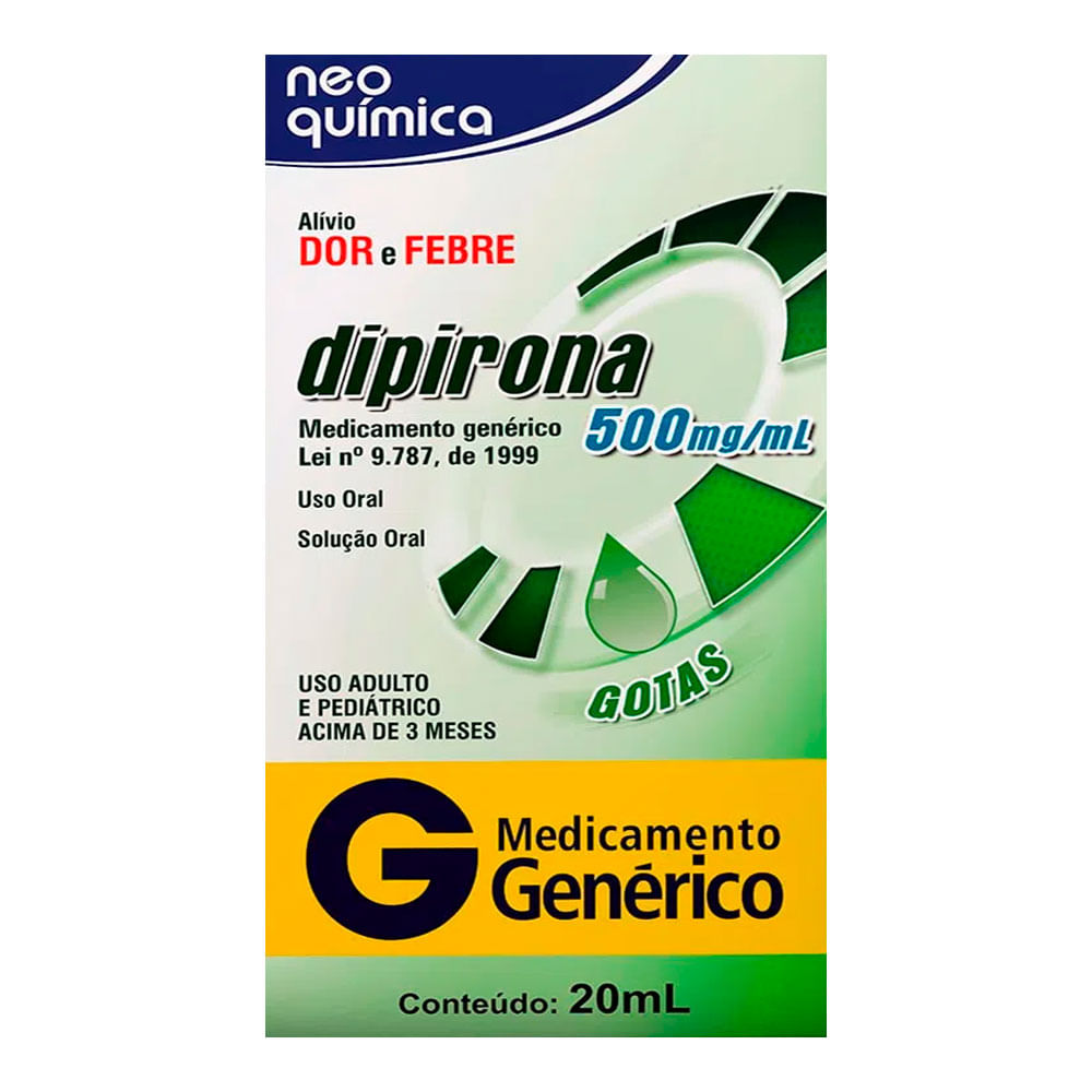 Dipirona 500mg/mL Genérico Gotas Neo Química 20ml - Drogaria Sao Paulo