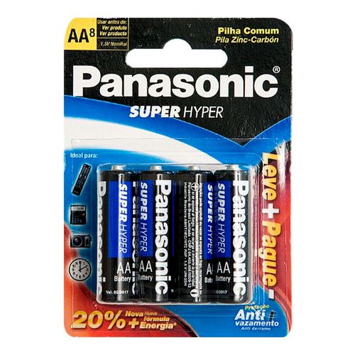 Pilha Comum Panasonic Super Hyper AA 8 Unidades Pilha Comum Panasonic Super Hyper AA 8 Unidades
