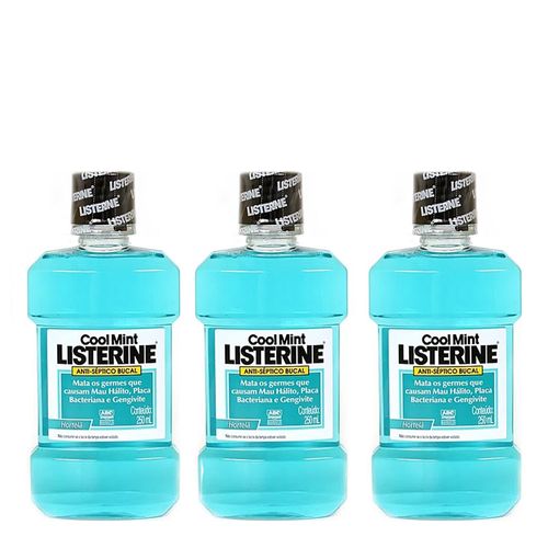 Enxaguante Bucal Listerine Cool Mint 250ml 3 Unidades