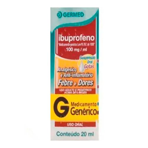 Ibuprofeno 100mg Genérico Germed Solução Oral 20ml Ibuprofeno 100mg Genérico Germed Solução Oral 20ml