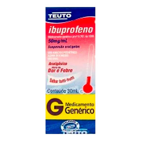 Analgésico, Anti-inflamatório e Antitérmico Ibuprofeno 50mg/g Genérico Teuto 30ml