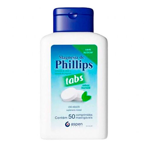 Magnésia Phillips Tabs Hortelã 50 Pastilhas Magnésia Phillips Tabs Hortelã 50 Pastilhas