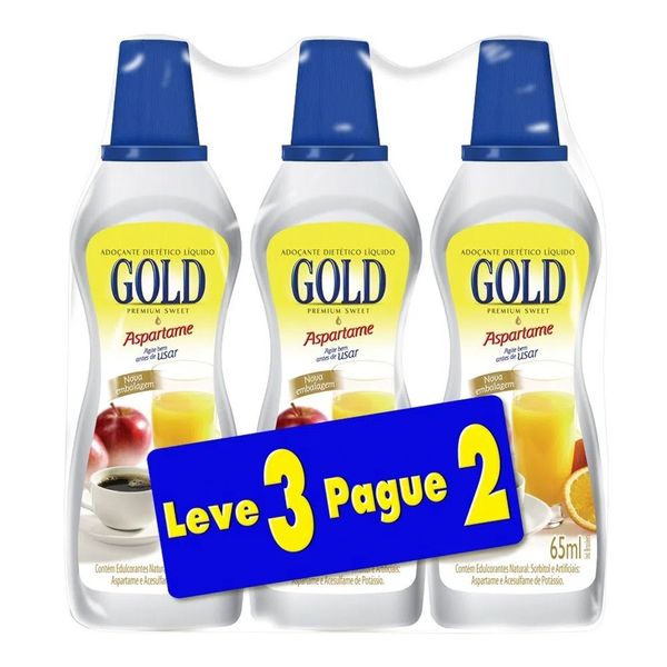 Adoçante Gotas Gold 65ml 3 Unidades