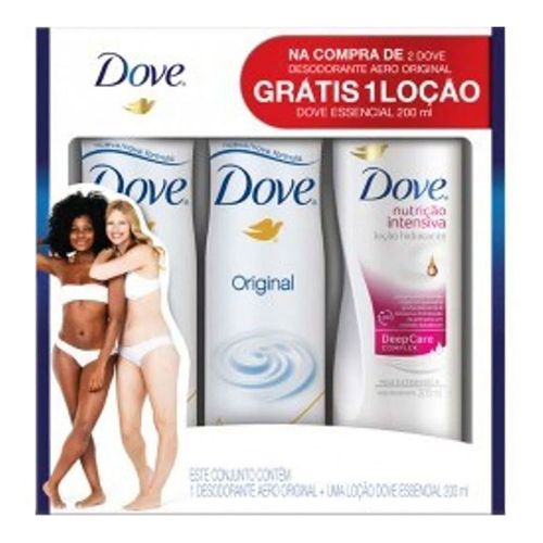 Desodorante Aerosol Dove Original C/ 2 Unidades + Loção Dove 200ml Desodorante Aerosol Dove Original C/ 2 Unidades + Loção Dove 200ml