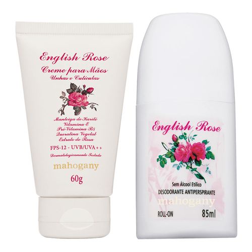 Desodorante Roll On English Rose 85ml + Creme Para Mãos English Rose Mahogany 60g