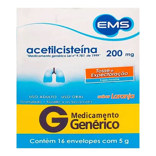 Acetilcisteína 200mg Genérico EMS 16 Sachês