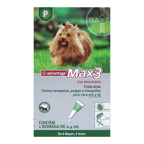 ADVANTAGE MAX 3 - para Cães até 4kg - pipeta com 0,4ml