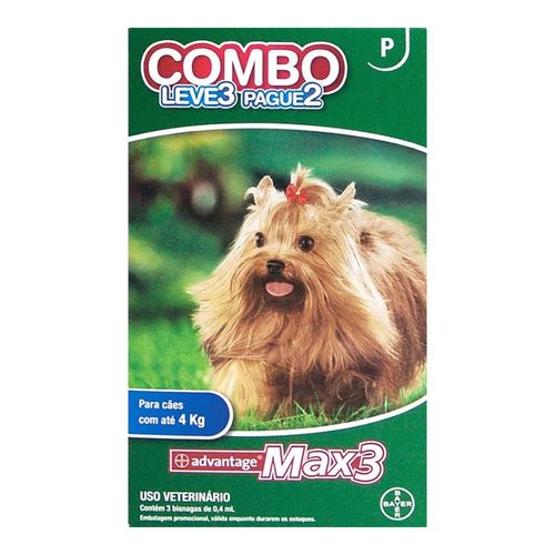ADVANTAGE MAX 3 COMBO - Para Cães até 4 kg - Leve 3 Pague 2 ADVANTAGE MAX 3 COMBO - Para Cães até 4 kg - Leve 3 Pague 2