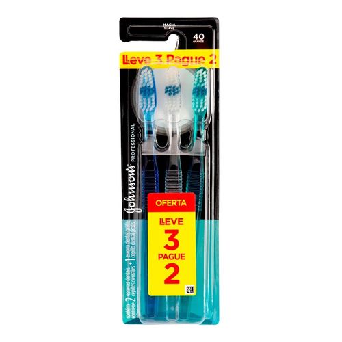 Escova Dental Johnson's Reach Profissional Grande 40 Macia 3 Unidades Escova Dental Johnson's Reach Profissional Grande 40 Macia 3 Unidades