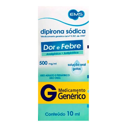 Dipirona Sódica Gotas 500mg Genérico EMS 10ml